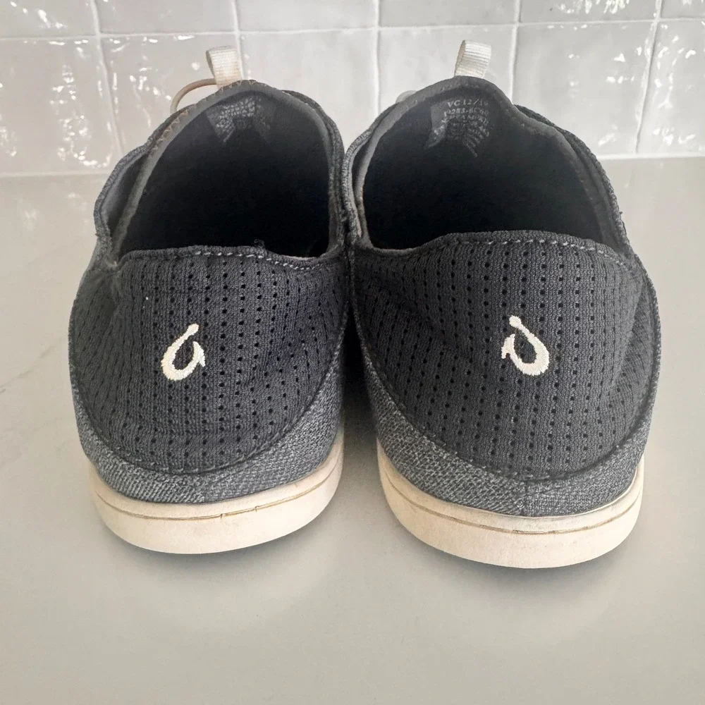 Olukai Nohea‎ Moku Sneakers Mens 11.5 Grey Navy Mesh Boat Shoes Slip On No Tie